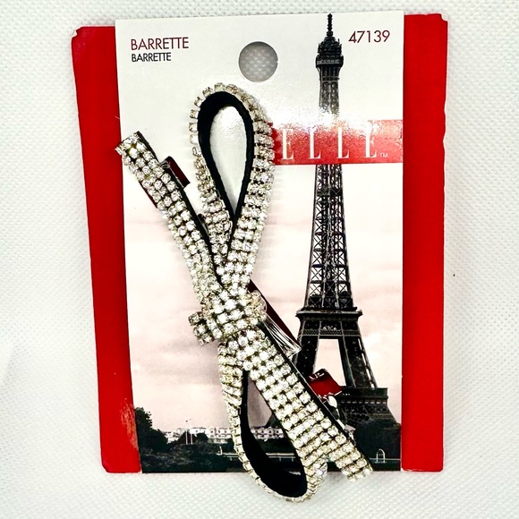 NWT RHINESTONE INTRICATE BOW BARRETTE BY ELLE - Picture 3 of 6